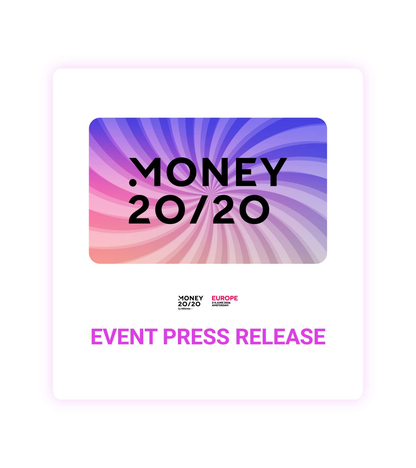 Money20/20 Europe 2026 Event press Release